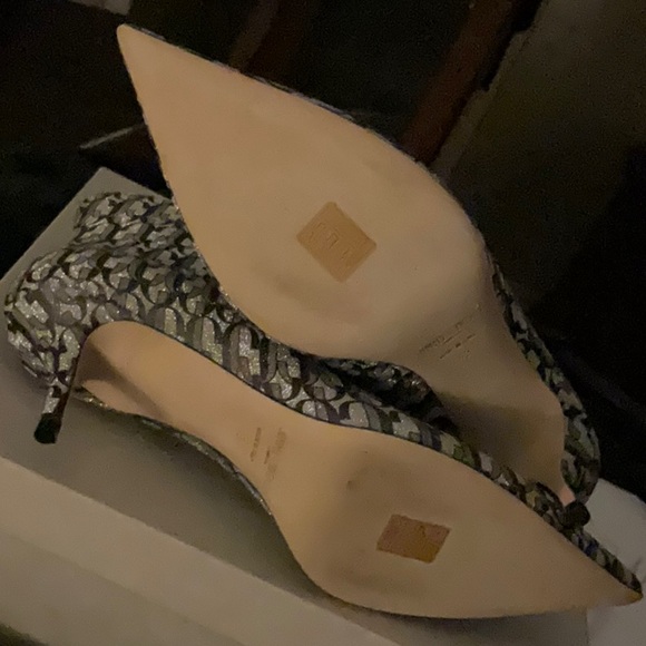 Jimmy Choo Marinda silver/black glitter leather fits a size 10 but they are 43 - Picture 8 of 12